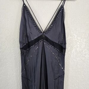 Zara Woman limited edition studded silky black slip dress S